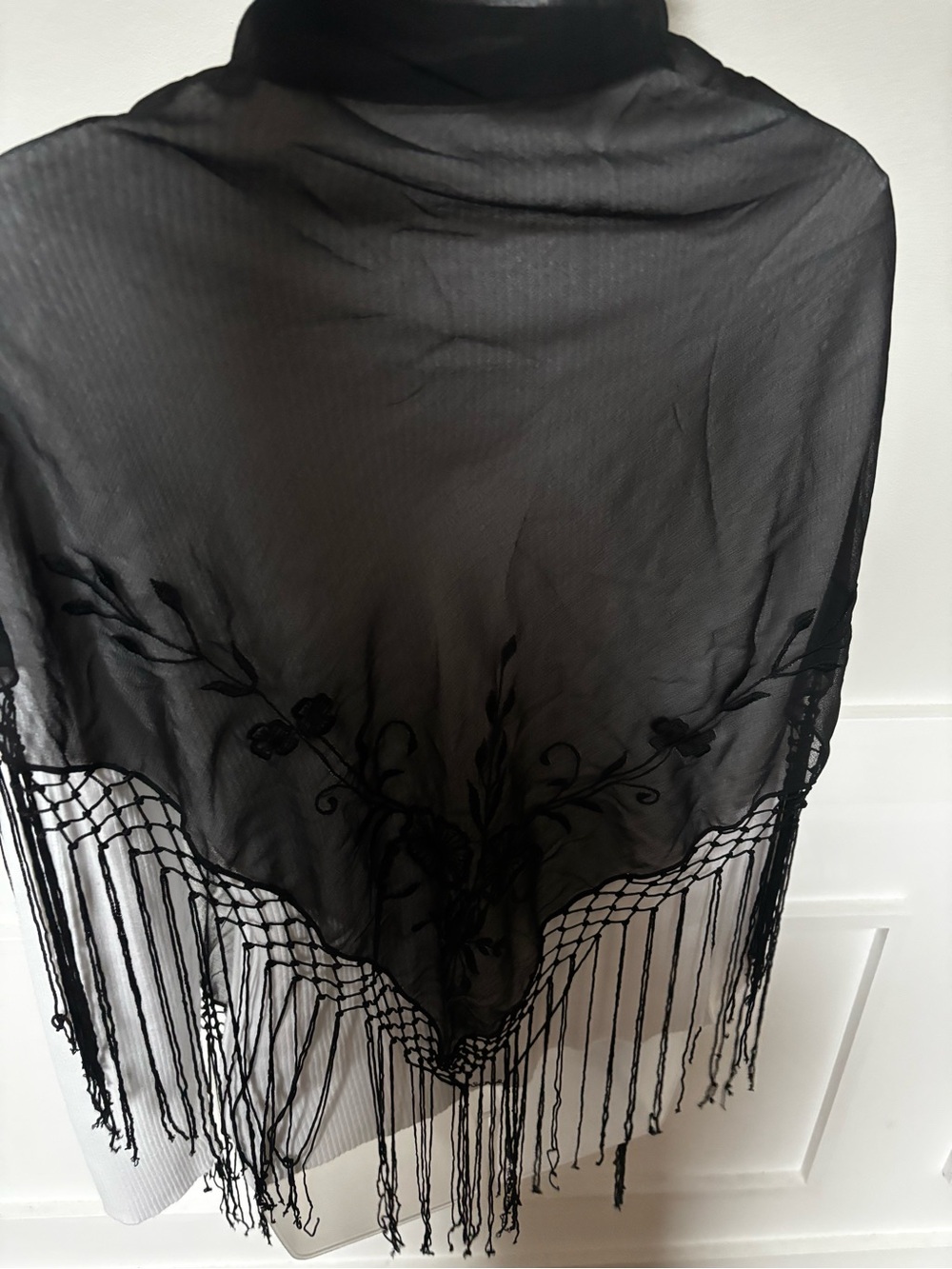 Elegant Black Fringe Shawl Scarf